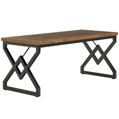 Resenkos Computer Desk, Office Desk, Study Desk,63" Executive Desk, Large Computer Desk for Home Office,Vintage Brown & Black