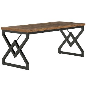 Resenkos Computer Desk, Office Desk, Study Desk,63" Executive Desk, Large Computer Desk for Home Office,Vintage Brown & Black - 1 of 4