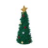 Transpac Polyester 14.25 in. Green Christmas Plush Light Up Fuzzy Tree Decor - 3 of 4