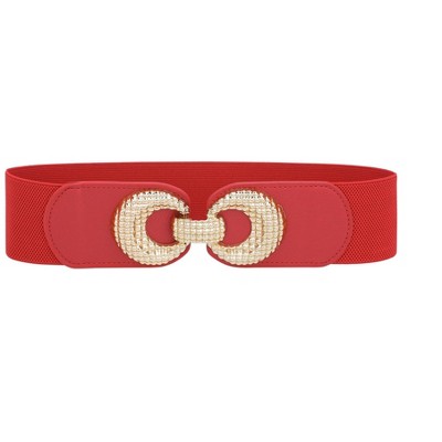 INSPIRE CHIC Women's Elastic Belt Alloy Double Ring Buckle Fashion Suitable for Skirt Dress