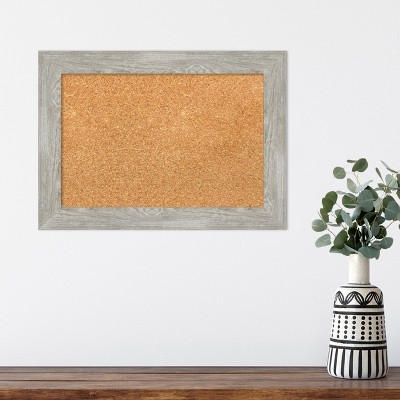 Dove Greywash Natural Corkboard with Rustic Wood Frame
