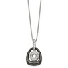 Chisel Polished Ceramic with CZ Titanium Pendant on Steel 18" Necklace - 3 of 4
