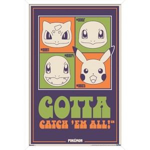 Trends International Pokemon: Groovy Vibes - Gotta Catch 'Em All! Framed Wall Poster Prints - 1 of 4