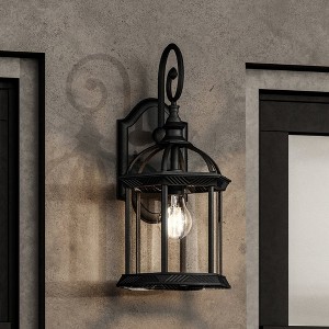 Urban Ambiance Luxury Transitional Outdoor Wall Sconce 18.125''H x 9.75''W,  Midnight Black Finish,  Greensboro Collection, UHP1377 - 1 of 4