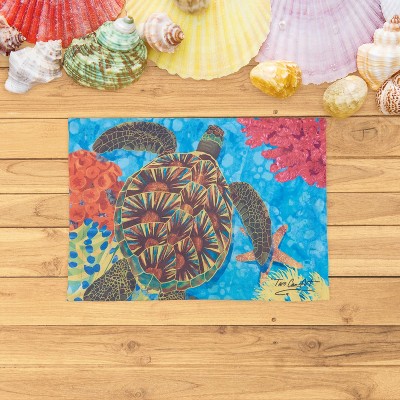 Colorful Cotton Turtle Print Reversible Placemats Set of 6