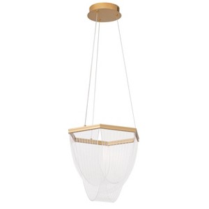 Modern LED Pendant Light, Geometric Gold Pentagon Chandelier for Dining Room - 1 of 4