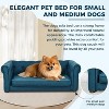 Elevated Dog Bed with Backrest and Armrests, 38.9"x23.2"x13.7" H Tufted Pet Sofa with Soft Cushion for Medium Dogs, Bed Pet Couch Chair, Blue - 3 of 4