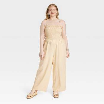 Women's Smocked Linen Maxi Jumpsuit - Universal Thread™