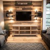 64" TV Stand with Three Shelves, Open-Ended Frame, Block Legs, and Cable Management, Bourbon Finish, No Assembly Required for Living Room - 2 of 4
