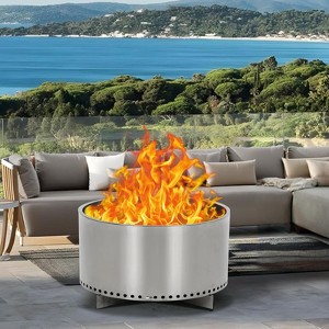 20.5" Smokeless Fire Pit with Air Switch, Wood Burning Portable Stainless Steel Outdoor Firepit with Stand and Ash Pan,Ideal for Camping for Backyard - 1 of 4