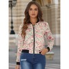 INSPIRE CHIC Women's Stand Collar Floral Prints Zip Up Lightweight Short Jacket - 2 of 4