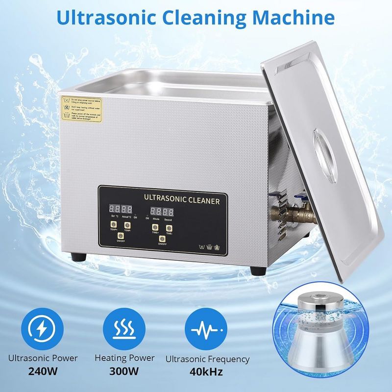 10L Ultrasonic Cleaner 240W 40Khz with Timer Heating Machine Digital Washer, 2 of 7