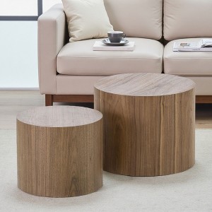18.9" No-Assembly Round Coffee Tables (Set of 2) - 1 of 4