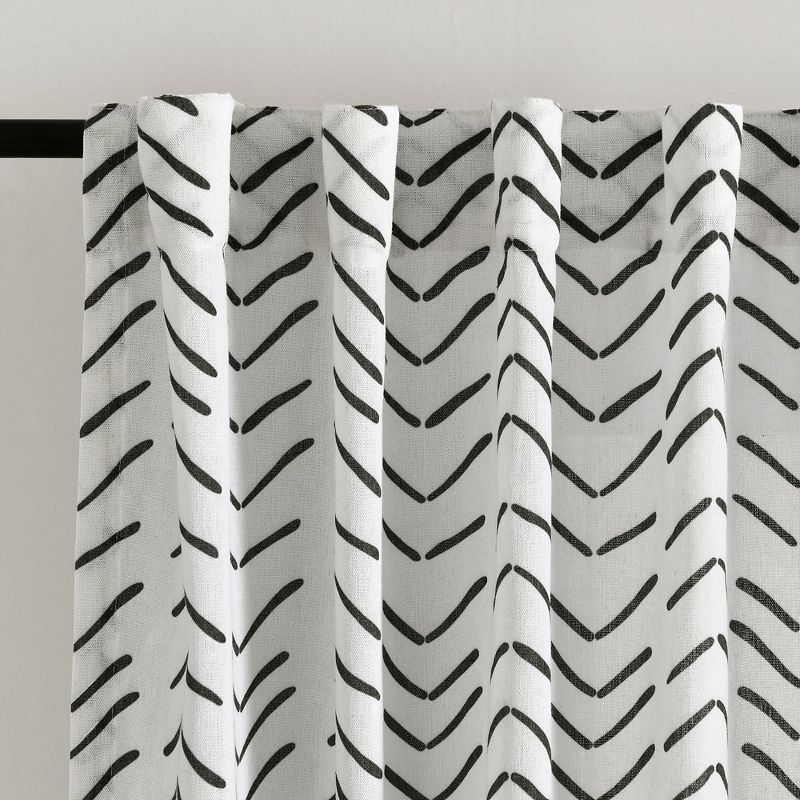 Hygge Modern Arrow Linen Look Window Curtain Panels Black/White 40X84 Set, 2 of 7