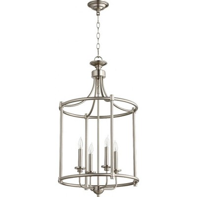 Quorum Lighting Rossington 4-Light Entry Pendant, Satin Nickel, 18 Width, 30 Height