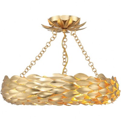 Crystorama Lighting Broche 6 - Light Semi-Flush Mount in  Antique Gold