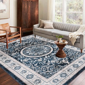 Chery Life Vintage Bohemia Large Persian Non-slip Washable Rug For Living Room Bedroom, Navy Blue - 1 of 4