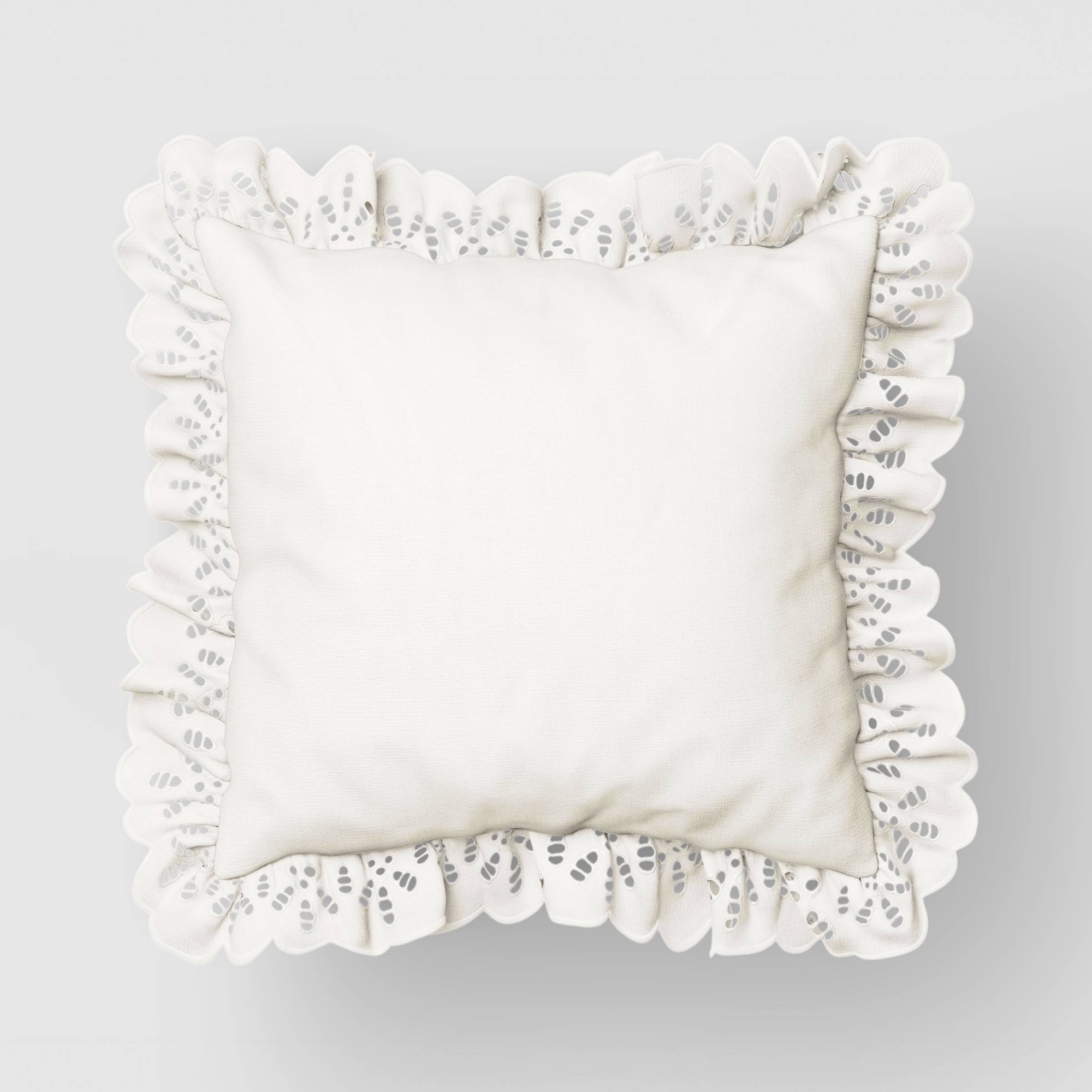 26"x26" Eyelet Ruffle Outdoor Patio Throw Pillow Ivory - Threshold™ designed with Studio McGee