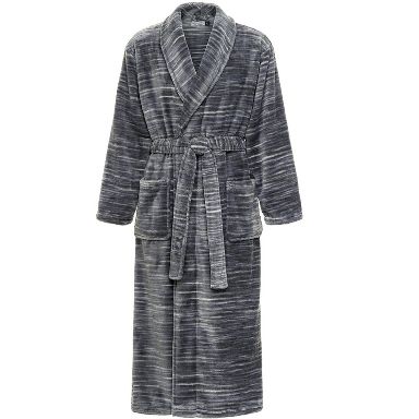 ADR Long Mens Robe Full Length Big and Tall Bathrobe for Men, Mens Bath Robes Light Heathered Gray 2XL