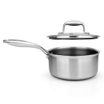 NutriChef 2 QT Stainless Steel Triply Sauce Pot with Glass Lid