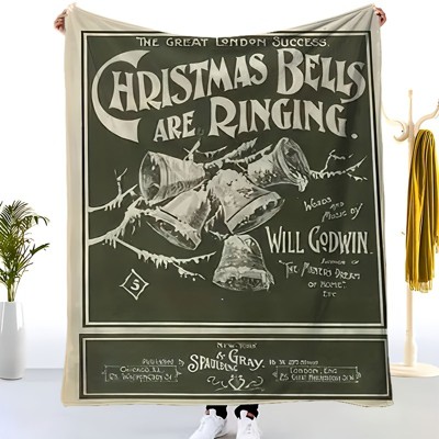 1pc Vintage Victorian Christmas Sofa Throw Blanket - Soft Flannel Large Blanket - Machine Washable All-Season for Living Room, Bed, Travel