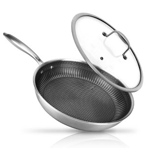 NutriChef 12'' Triply Stainless Steel Stir Fry Pan with Tempered Glass Lid NC3PL12 - 1 of 4