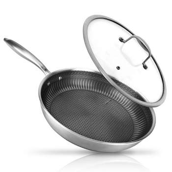 NutriChef Stainless Steel Stir Fry Pan with Lid
