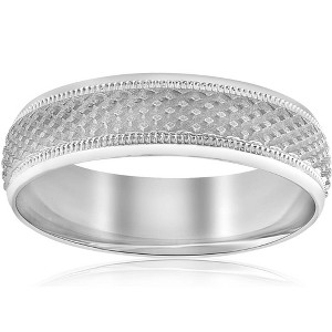 Pompeii3 6mm Mens Handmade Wedding Band 14K White Gold - 1 of 4