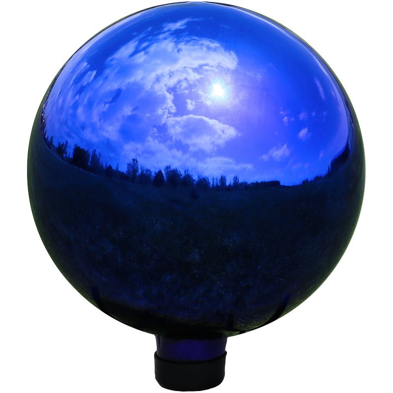 Sunnydaze Indoor/Outdoor Reflective Mirrored Surface Garden Gazing Globe Ball with Stemmed Bottom and Rubber Cap - 10" Diameter, 1 of 16