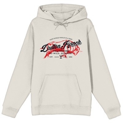 Yellowstone Dutton Ranch Red Bull Long Sleeve Sand Men's Hooded Sweatshirt  : Target