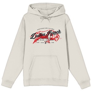 Yellowstone Dutton Ranch Red Bull Long Sleeve Sand Men's Hooded Sweatshirt - 1 of 3