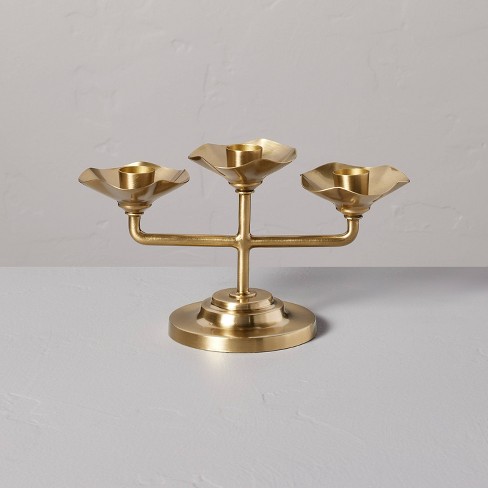 4 Scalloped Brass 3ct Taper Candelabra Antique Finish - Hearth & Hand™  With Magnolia : Target