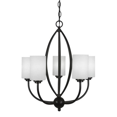 Toltec Lighting Marquise 5 - Light Chandelier in  Dark Granite with 4" White Muslin Shade