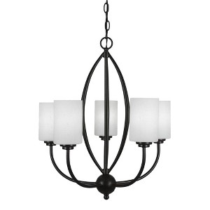Toltec Lighting Marquise 5 - Light Chandelier in  Dark Granite with 4" White Muslin Shade - 1 of 1