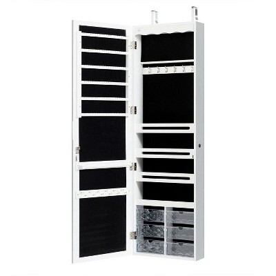 Yukimo Door Hanging Mirror Jewelry Armoire with Full Length Mirror, 6 Drawers, and Lockable Storage Cabinet