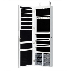 Yukimo Door Hanging Mirror Jewelry Armoire with Full Length Mirror, 6 Drawers, and Lockable Storage Cabinet - 1 of 4