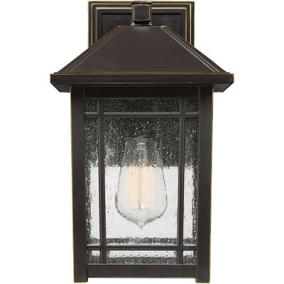 Bronze 13" Metal Outdoor Wall Lantern with Seedy Glass