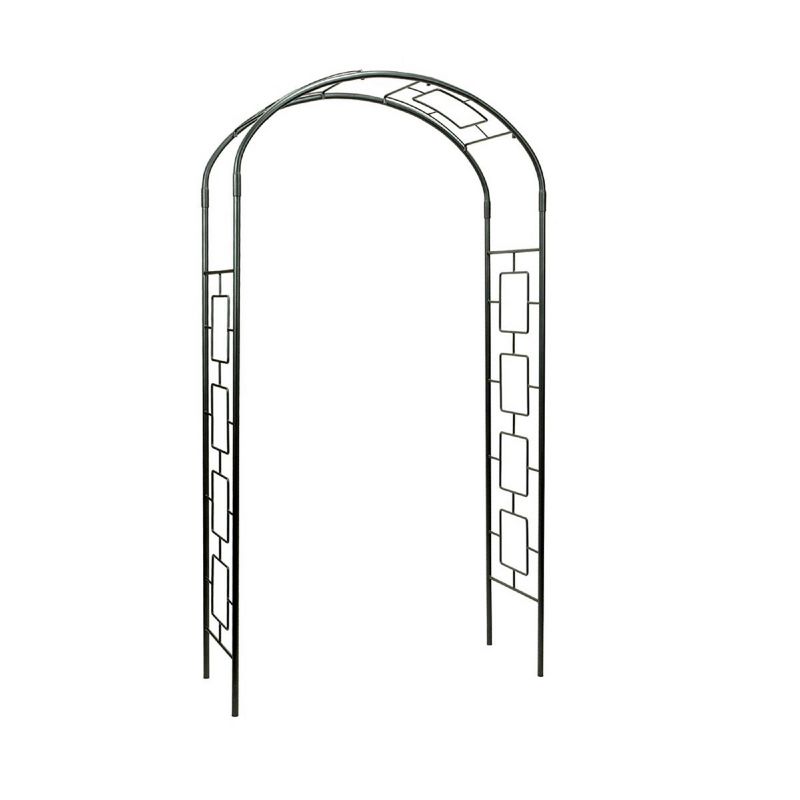 Achla Designs 100&#34; Wrought-Iron Garden Arbor, Graphite Powder Coated, Weather-Resistant, Easy Assembly, Freestanding Design, 1 of 3