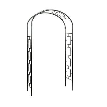 Achla Designs 100" Wrought-Iron Garden Arbor, Graphite Powder Coated, Weather-Resistant, Easy Assembly, Freestanding Design