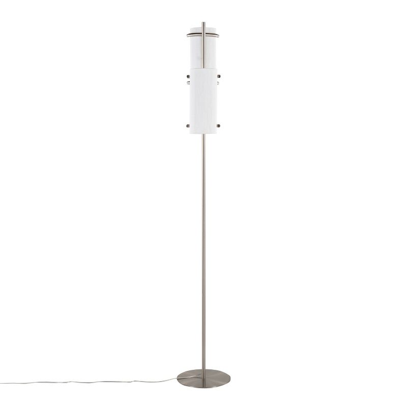 LumiSource Rhonda Contemporary/Glam Floor Lamp in Brushed Nickel with White Shade, 3 of 11