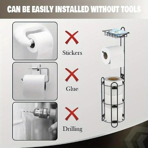 MaseiKar Standing Toilet Paper Holder with Storage，Floor Toilet Tissue Paper Holder Stand，Bathroom Organizer - 1 of 4