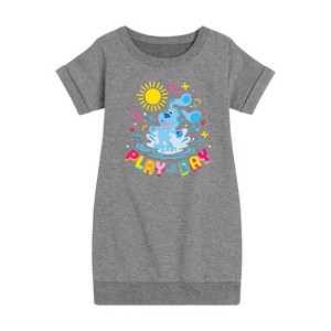 Girls' - Blue's Clues & You! - Play Day Graphic Short Sleeve Fleece Dress - 1 of 3