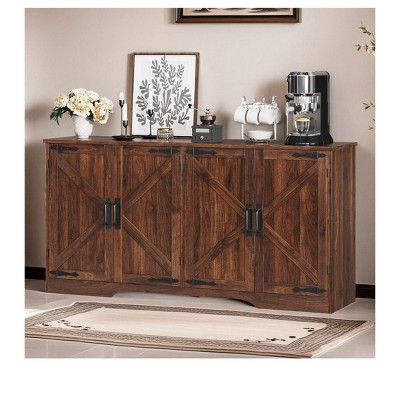 Sideboard Buffet Cabinet With Storage, Coffee Bar Cabinet Storage Cabinet Kitchen Cupboard With 4 Doors And Adjustable Shelf, Drawer Storage Cabinet