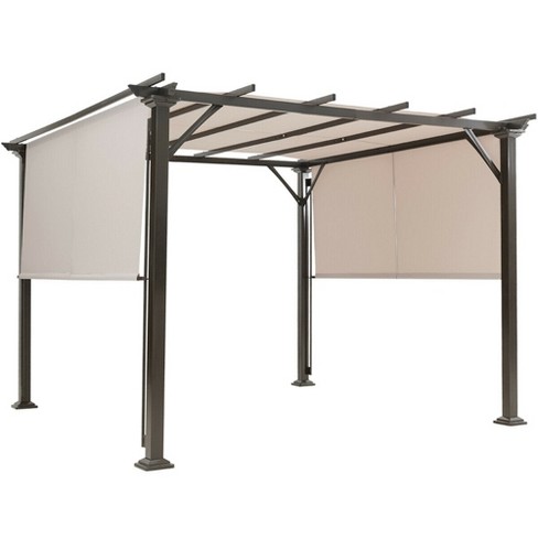 Costway 10' X 10' Pergola Kit Metal Frame Gazebo &Canopy Cover Patio  Furniture Shelter