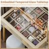 Makeup Vanity Desk with Lights, Fluted Wooden Dressing Table with 5 Drawers and Adjustable Shelves, Makeup Vanity Table Modern Glass Top for Bedroom - 2 of 4
