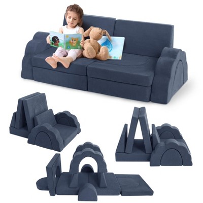 11pcs Modular Kids Play Couch, Children Sectional Sofa Floor Toddler Couch for Kids Creative Play, Convertible Foam Floor Sofa