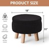ChicFurnit Ottomans and Benches Storage Ottoman Round Footstool Foot Rest Footstool with Wood Legs for Living Room, Black, 13.39"*13.39"*6.89" - 3 of 4
