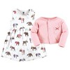 Hudson Baby Baby Girls Cotton Dress and Cardigan Set, Pink Moose Bear - 3 of 4