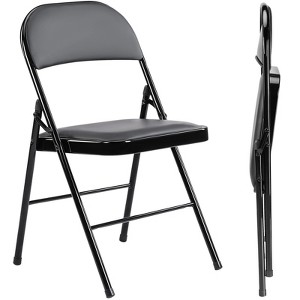Dsvimoy Task and Office Chair PU Leather Reception Chair with Padded Armrests for Business Spaces, Black, 18"*18"*30.7" - 1 of 4