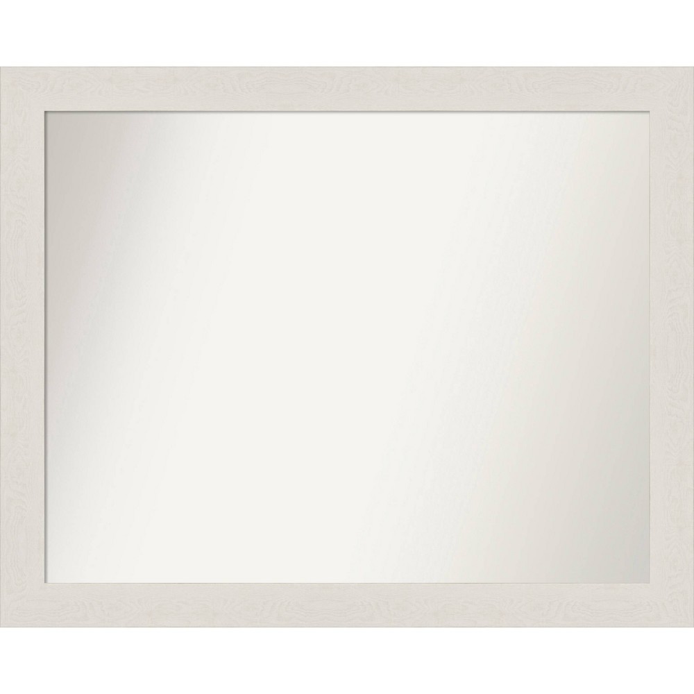 Photos - Wardrobe 32" x 26" Rustic Plank White Narrow Bathroom Wall Mirror: Wall Mount, Polystyrene Frame - Amanti Art